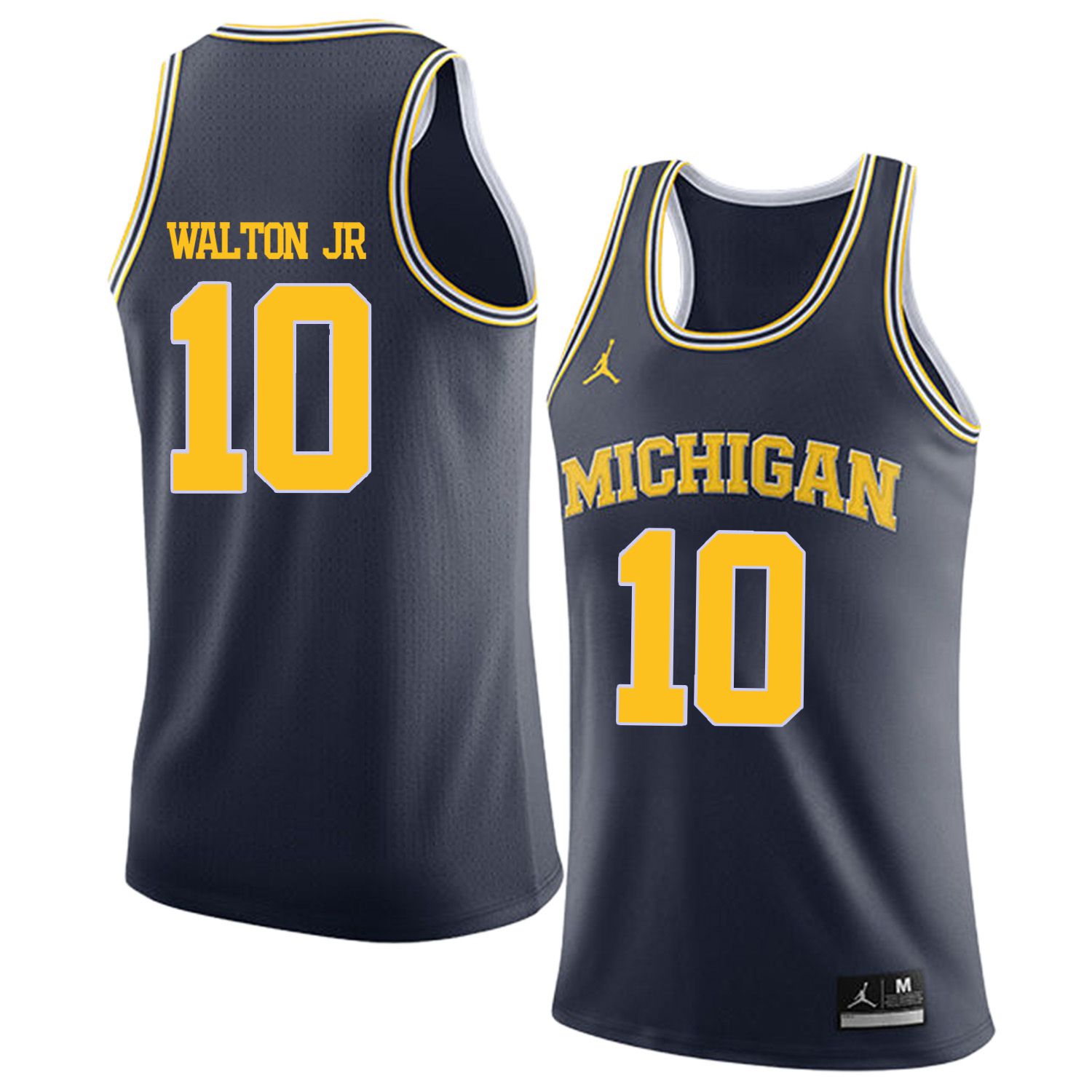 Men Jordan University of Michigan Basketball Navy #10 walton jr Customized NCAA Jerseys